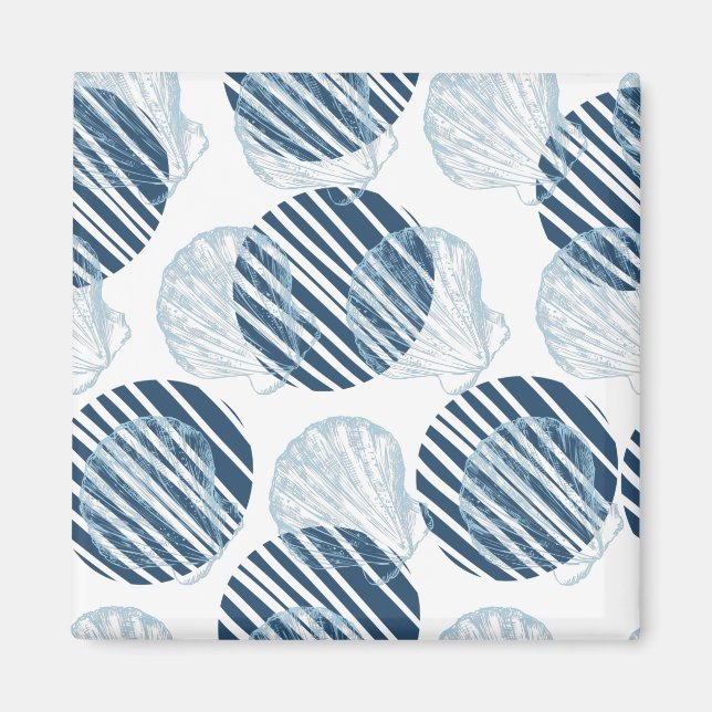 Seamless pattern in trendy colours with seashells magnet (Front)