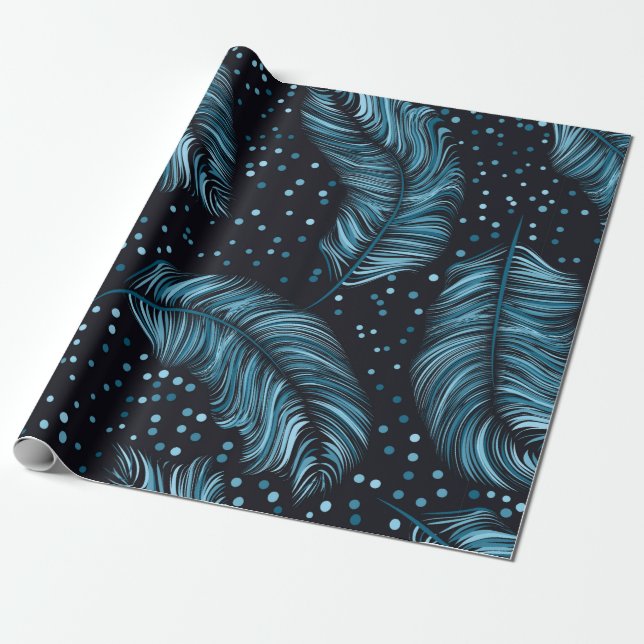 Seamless pattern, infinite texture. dark feather b wrapping paper (Unrolled)