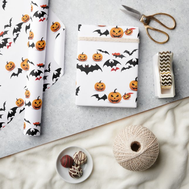 Seamless Pattern Jack O'lantern Halloween Wrapping Paper (Crafts)