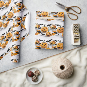 Seamless Pattern Jack O'lantern Halloween Wrapping Paper
