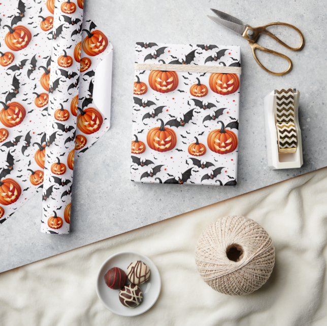 Seamless Pattern Jack O'lantern Halloween Wrapping Paper (Crafts)