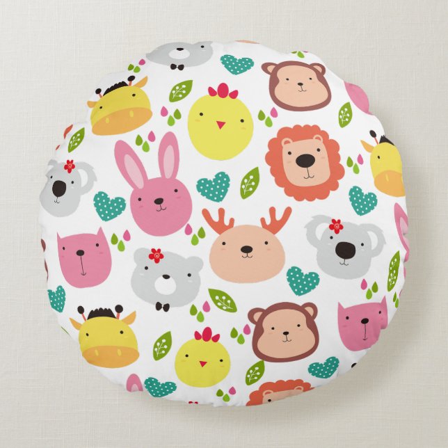 Seamless Pattern kids' room decorations Round Cushion (Front)