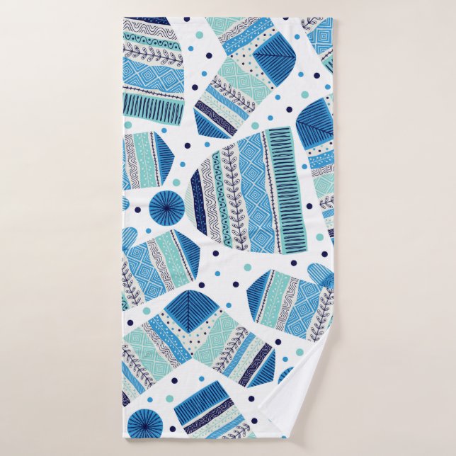Seamless pattern. Knitted mittens, caps and wool s Bath Towel (Bath Towel)