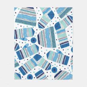 Seamless pattern. Knitted mittens, caps and wool s Fleece Blanket