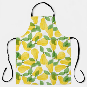 Seamless pattern made of pears with leaves apron