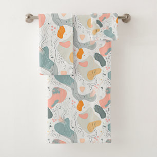 Seamless Pattern Memphis Style Design, white Backg Bath Towel Set