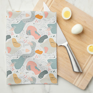 Seamless Pattern Memphis Style Design, white Backg Tea Towel