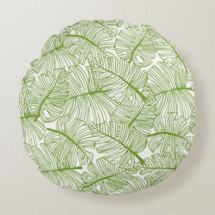 Seamless pattern Monstera leaves background. Flora Round Cushion