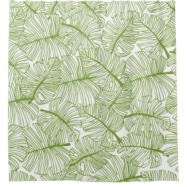 Seamless pattern Monstera leaves background. Flora Shower Curtain (Front)
