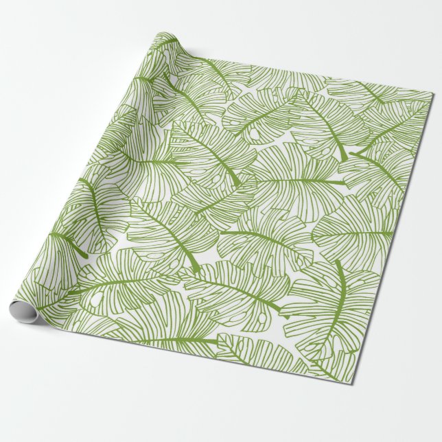 Seamless pattern Monstera leaves background. Flora Wrapping Paper (Unrolled)