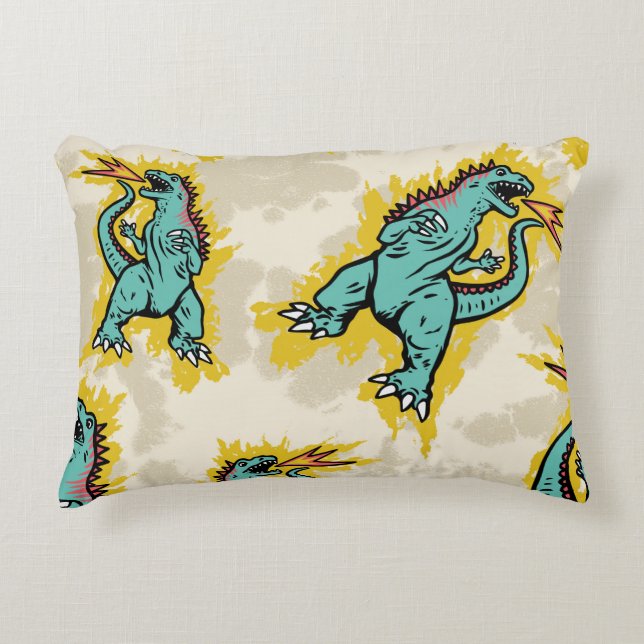 Seamless pattern of a Godzillas and tie dye backgr Decorative Cushion (Front)