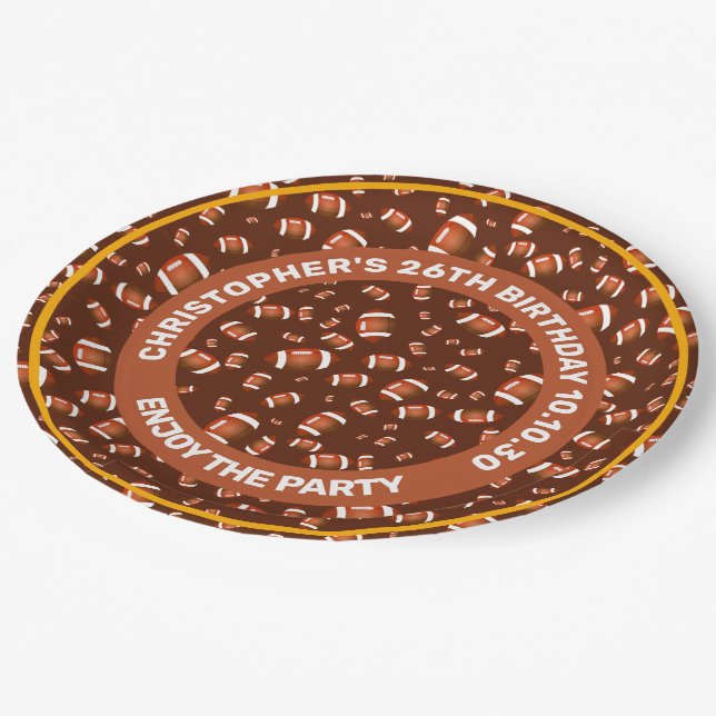 Seamless Pattern Of American Football Balls Paper Plate (Angled)