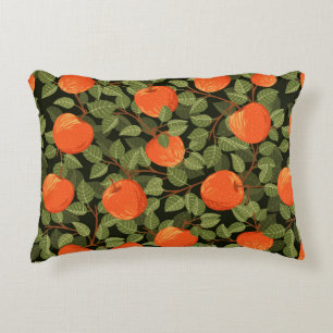 Seamless pattern of apples with green leaves flat decorative cushion