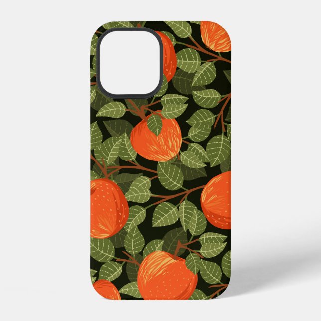 Seamless pattern of apples with green leaves flat  iPhone case (Back)