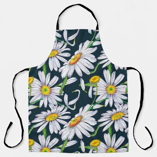 Seamless pattern of big chamomile flowers, petals  apron (Front)