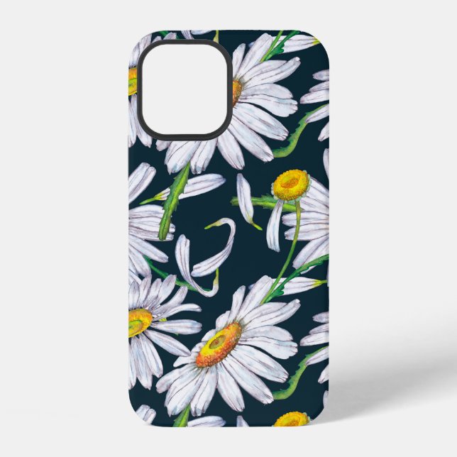 Seamless pattern of big chamomile flowers, petals  iPhone case (Back)