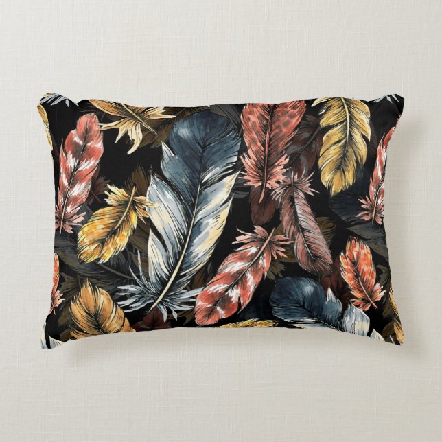 Seamless pattern of bird feathers.  decorative cushion (Front)