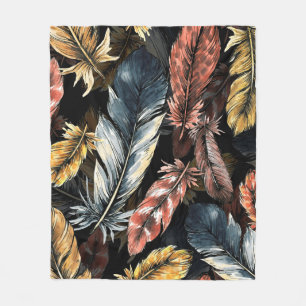 Seamless pattern of bird feathers. fleece blanket