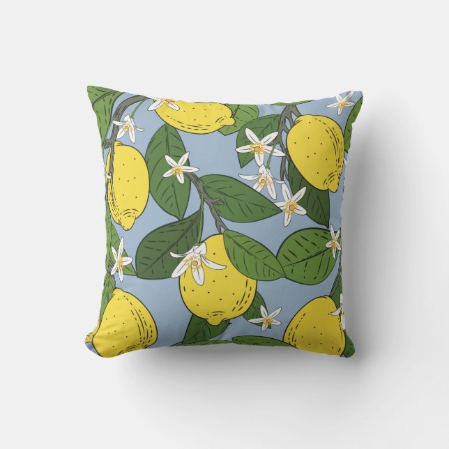 Seamless pattern of branches with lemons,green lea cushion (Front)