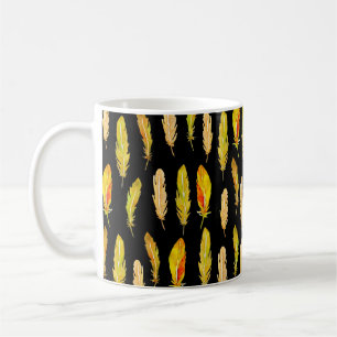 Seamless pattern of bright feathers painted in wat coffee mug