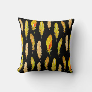 Seamless pattern of bright feathers painted in wat cushion