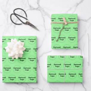 Seamless Pattern of Business Logo on Light Green Wrapping Paper Sheet
