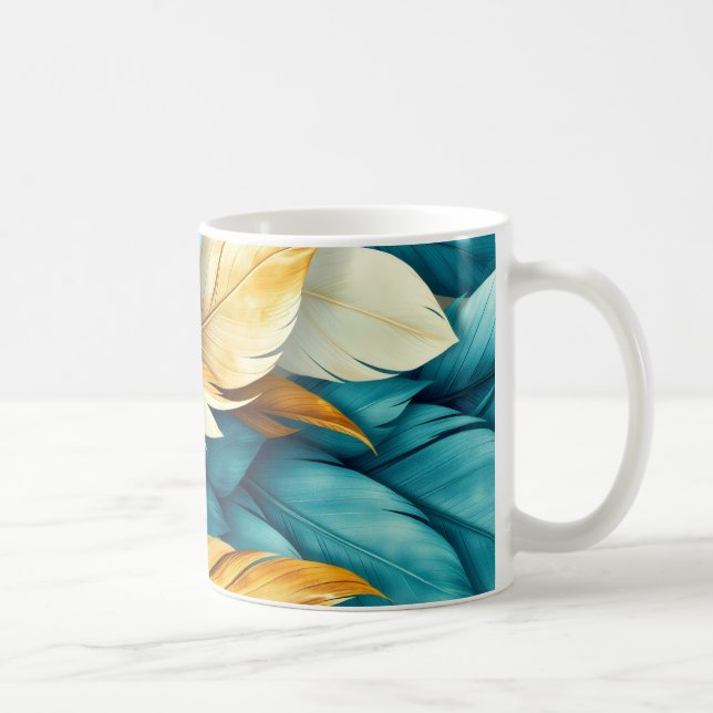 seamless pattern of cascading feathers coffee mug (Right)