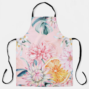 Seamless pattern of chrysanthemum, orange and Bloo Apron