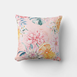Seamless pattern of chrysanthemum, orange and Bloo Cushion