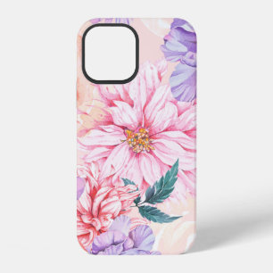 Seamless pattern of chrysanthemum, rose, peony and iPhone 12 case
