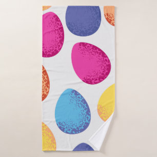 Seamless pattern of colorful Easter eggs on white Bath Towel