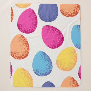 Seamless pattern of colorful Easter eggs on white  Sherpa Blanket