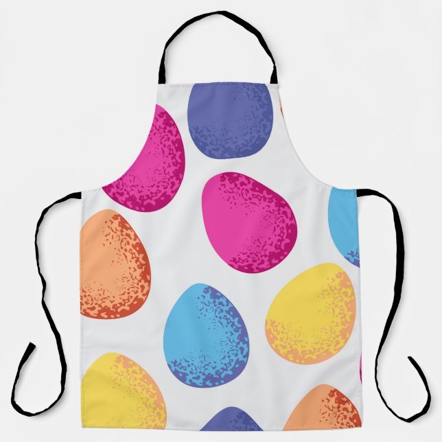 Seamless pattern of colourful Easter eggs on white Apron (Front)