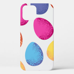 Seamless pattern of colourful Easter eggs on white iPhone 12 Case