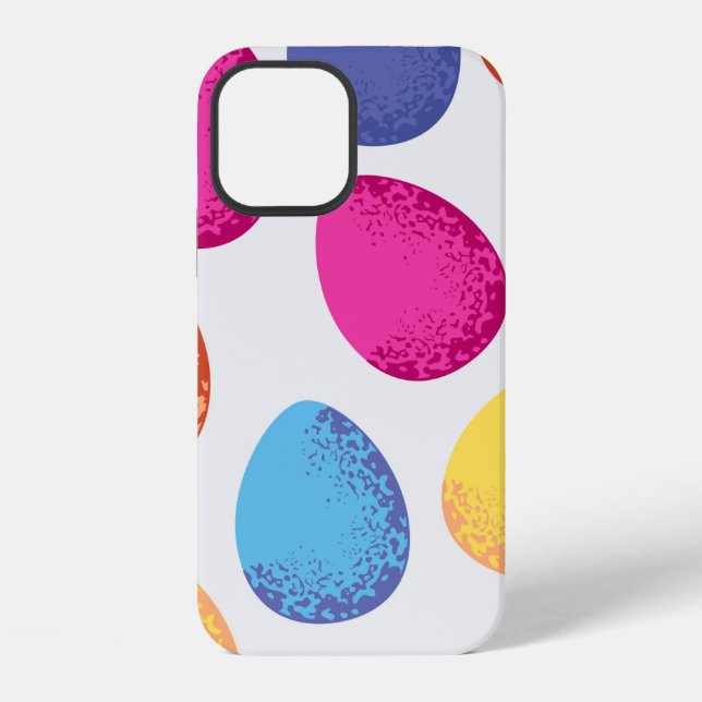 Seamless pattern of colourful Easter eggs on white iPhone Case (Back)