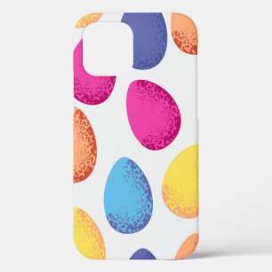 Seamless pattern of colourful Easter eggs on white iPhone 12 Case