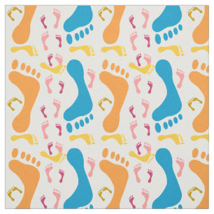 Seamless Pattern Of Colourful Human Footprints Fabric