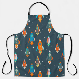 Seamless pattern of colourful rockets in outer spa apron