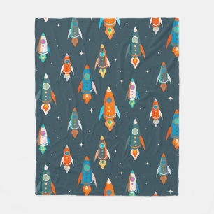 Seamless pattern of colourful rockets in outer spa fleece blanket