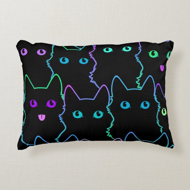 seamless pattern of cute cat silhouettespattern,se decorative cushion (Front)