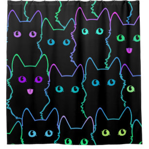seamless pattern of cute cat silhouettespattern,se shower curtain