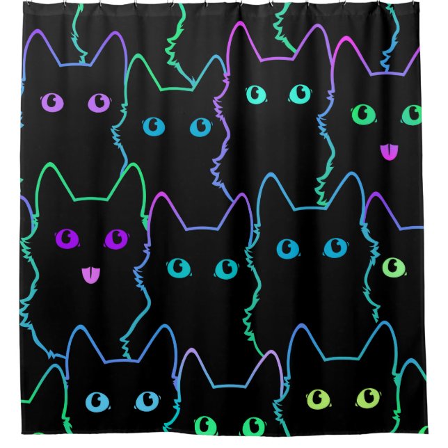 seamless pattern of cute cat silhouettespattern,se shower curtain (Front)