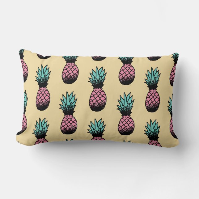 Seamless pattern of cute hand drawn pineapple lumbar cushion (Front)