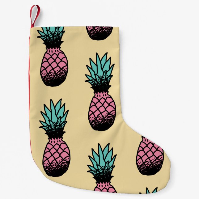 Seamless pattern of cute hand drawn pineapple small christmas stocking (Front)