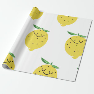 seamless pattern of Cute Lemon cartoon,  Wrapping Paper