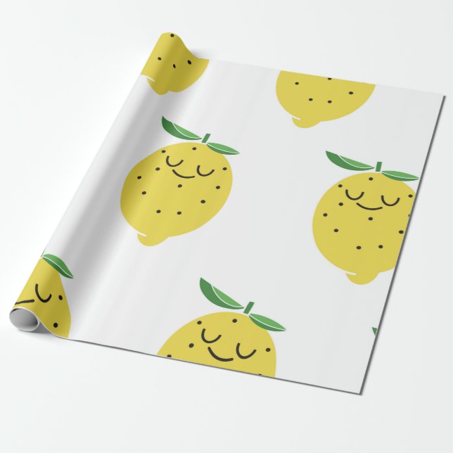seamless pattern of Cute Lemon cartoon,  Wrapping Paper (Unrolled)