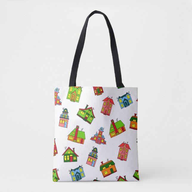 Seamless pattern of different colourful cartoon st tote bag (Front)