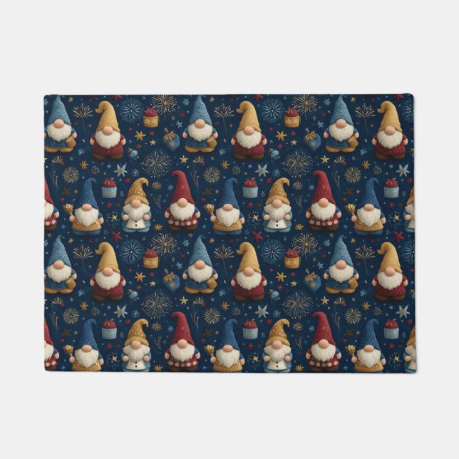 Seamless Pattern of Festive Gnomes Doormat (Front)