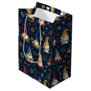 Seamless Pattern of Festive Gnomes Medium Gift Bag