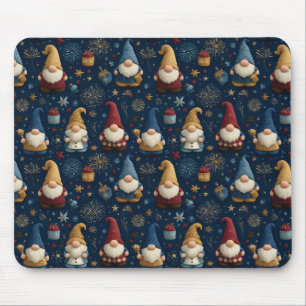 Seamless Pattern of Festive Gnomes Mouse Pad